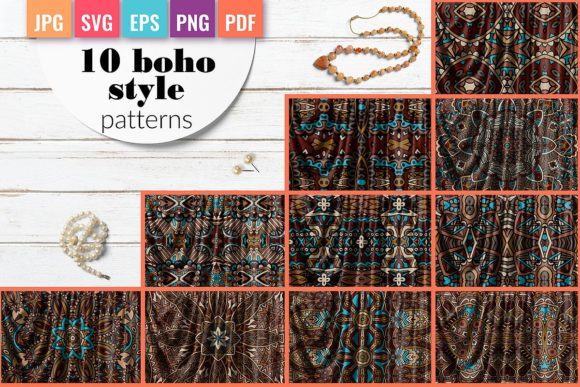 10 Boho Style Vector Seamless Patterns for Modern Branding and Graphics