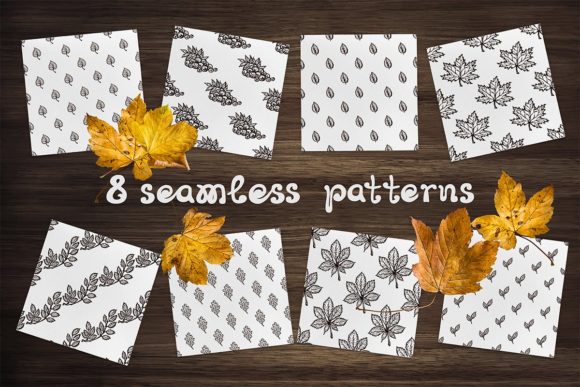 8 Fall Patterns Textures with Leaves - A Graphic Design Asset for Handmade Creations