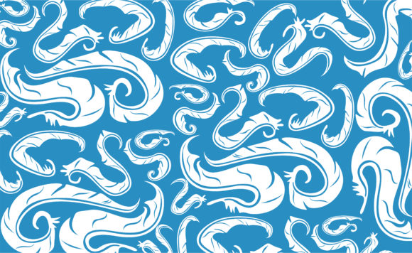 Blue Swirl Feather Ornament Patterns for Branding and Packaging
