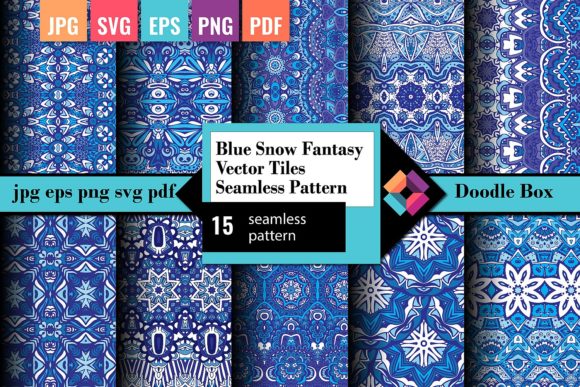 Blue Winter Geometric Seamless Patterns for Local Business Branding