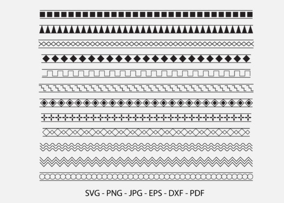Decorative Border Patterns, 12 Patterned Graphics