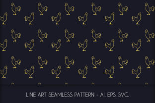 Line Art Chicken Seamless Pattern for Graphics and Patterns