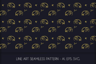 Line Art Elephant Seamless Pattern for Graphics and Branding