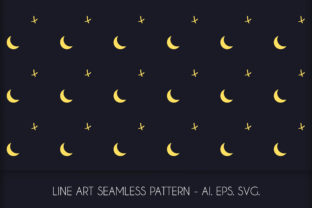 Line Art Moonstar Seamless Pattern for Crafting and Graphics