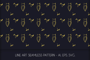 Line Art Owl Seamless Pattern for Graphics and Patterns
