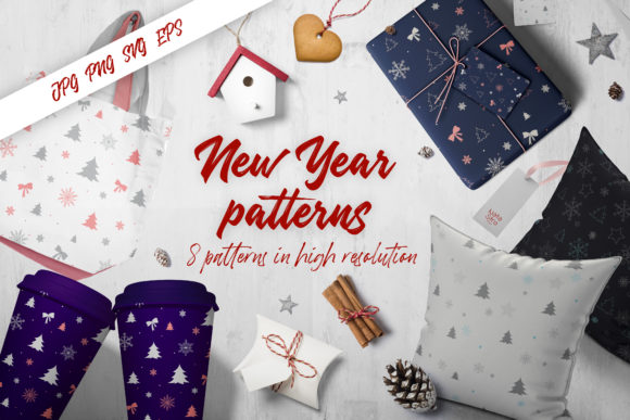 New Year Digital Paper Patterns Pack for Creative Projects