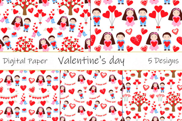 Patterns Valentine’s Day Boy Girl Birds Graphics