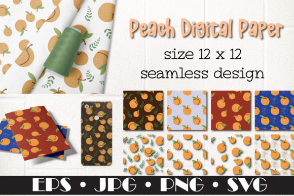 Peach Digital Paper, Seamless Patterns for Modern Graphics