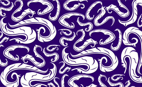 Purple Swirl Feather Ornament Patterns for Graphics and Design