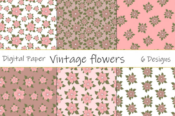 Vintage Flowers Patterns Vector for Creative Design