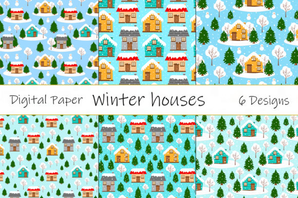 Winter Houses Patterns: A Versatile Graphic Design Asset for Editorial and Web Use